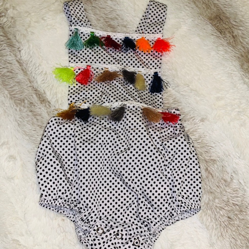 Baby Girl Tassel Polka Dot Romper